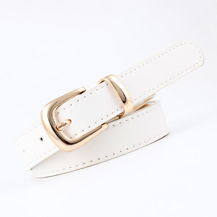 Cintos femininos PU couro simples fivela de meta 2.4X105cm