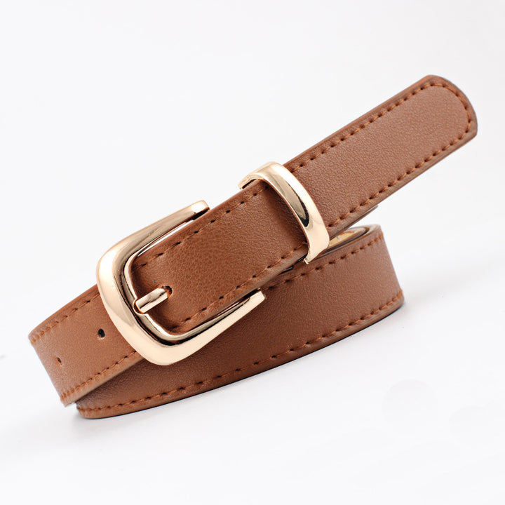 Cintos femininos PU couro simples fivela de meta 2.4X105cm
