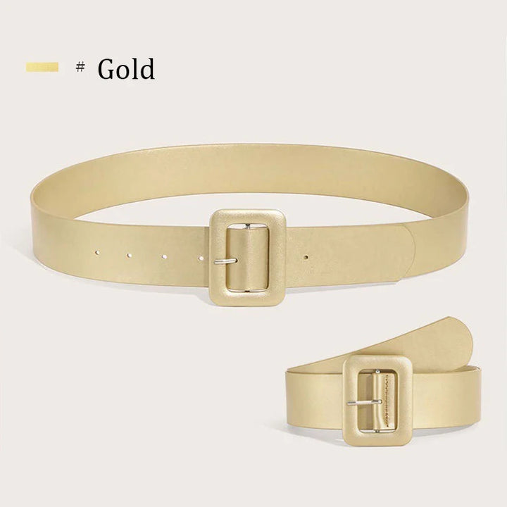 Cinto largo feminino básico casual, couro simples