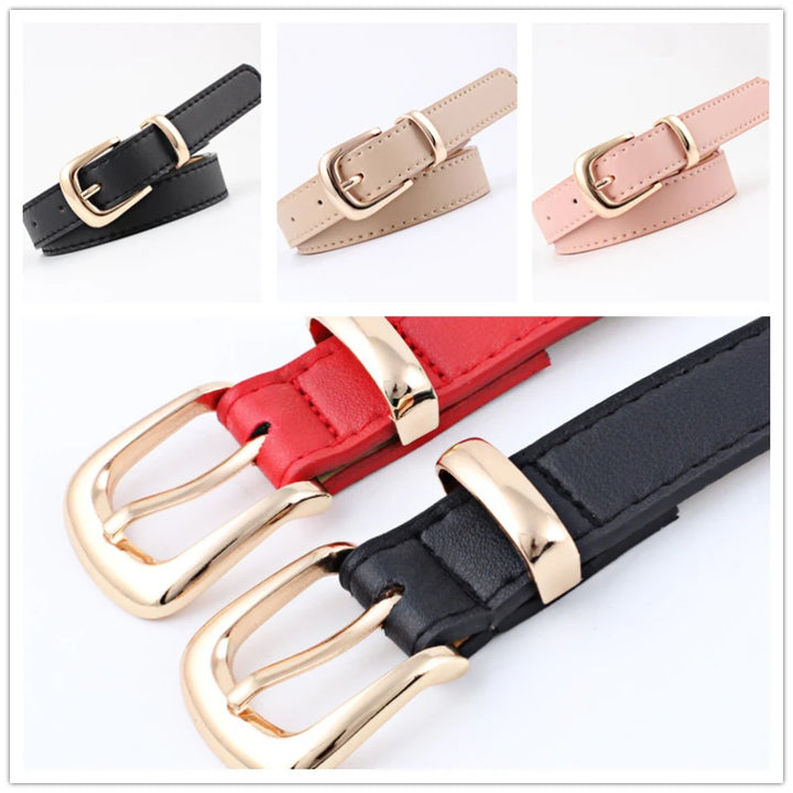 Cintos femininos PU couro simples fivela de meta 2.4X105cm