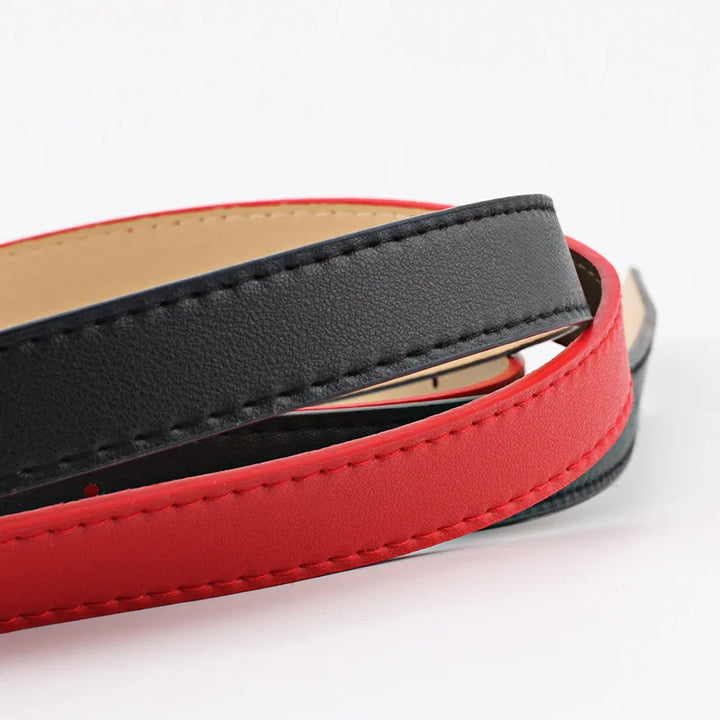Cintos femininos PU couro simples fivela de meta 2.4X105cm