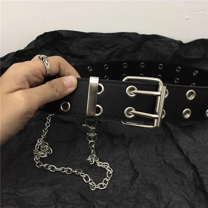 Cinto Corrente Luxo Couro Genuíno Novo Estilo Pin Fivela Jeans Retrô Punk