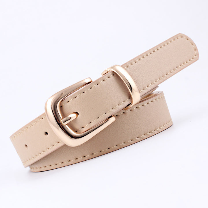 Cintos femininos PU couro simples fivela de meta 2.4X105cm