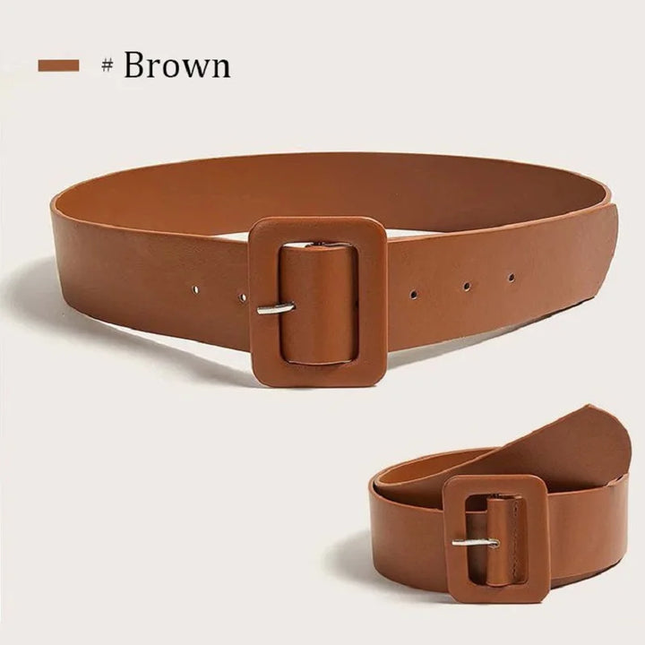 Cinto largo feminino básico casual, couro simples