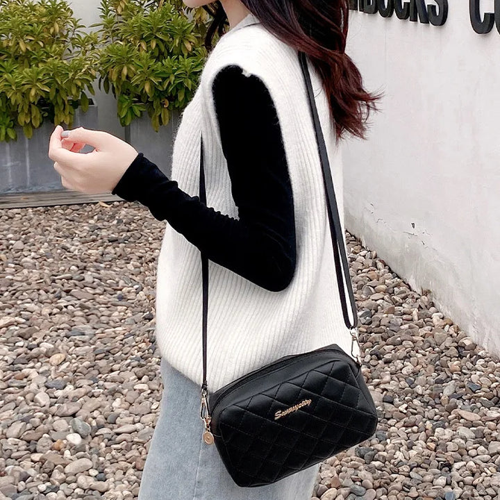 Bolsa tendência lingge bordado câmera feminina bolsa de ombro