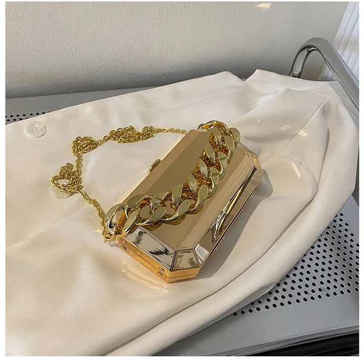 Bolsa de metal dourada e prateada bolsa de jantar