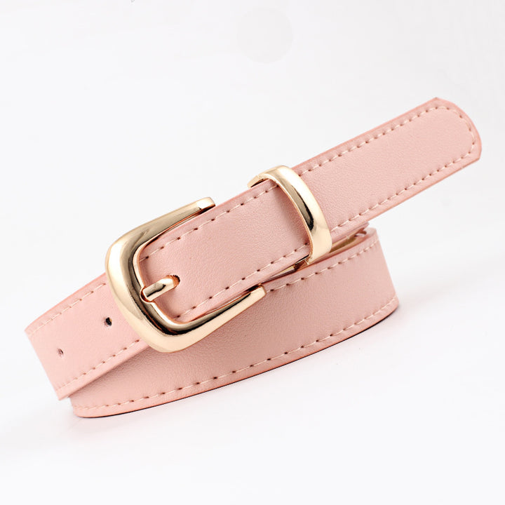 Cintos femininos PU couro simples fivela de meta 2.4X105cm