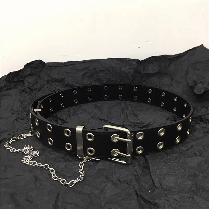 Cinto Corrente Luxo Couro Genuíno Novo Estilo Pin Fivela Jeans Retrô Punk
