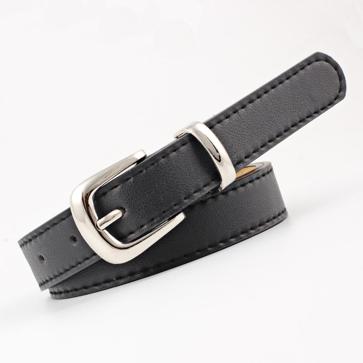 Cintos femininos PU couro simples fivela de meta 2.4X105cm