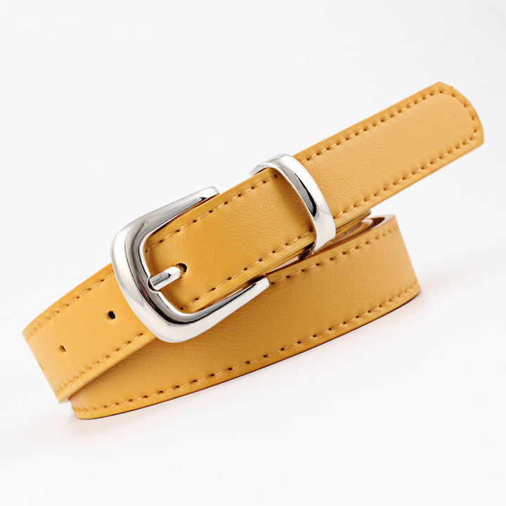Cintos femininos PU couro simples fivela de meta 2.4X105cm