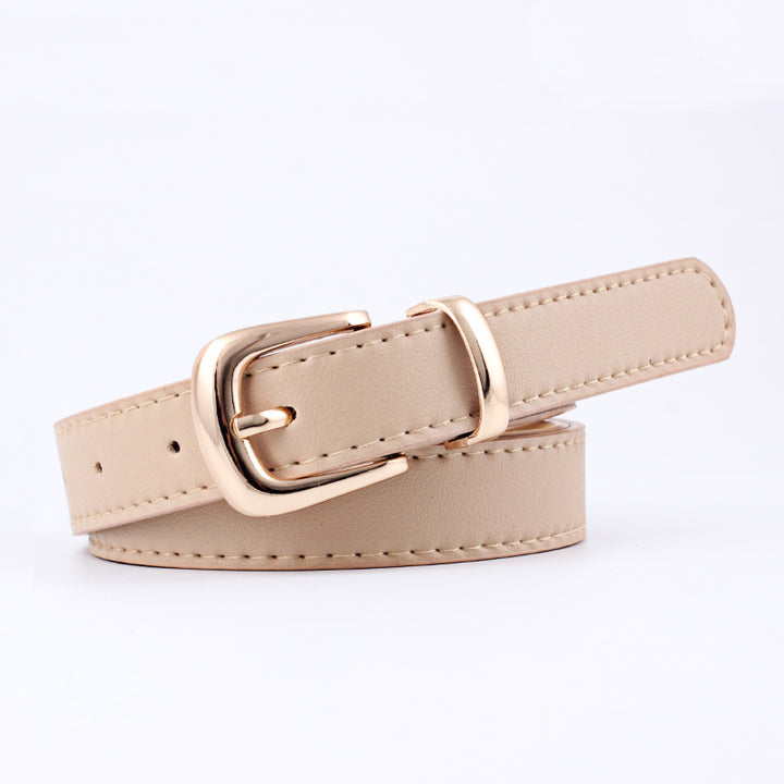 Cintos femininos PU couro simples fivela de meta 2.4X105cm