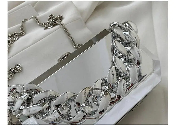 Bolsa de metal dourada e prateada bolsa de jantar