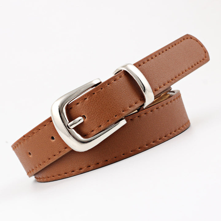 Cintos femininos PU couro simples fivela de meta 2.4X105cm