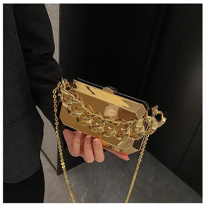Bolsa de metal dourada e prateada bolsa de jantar