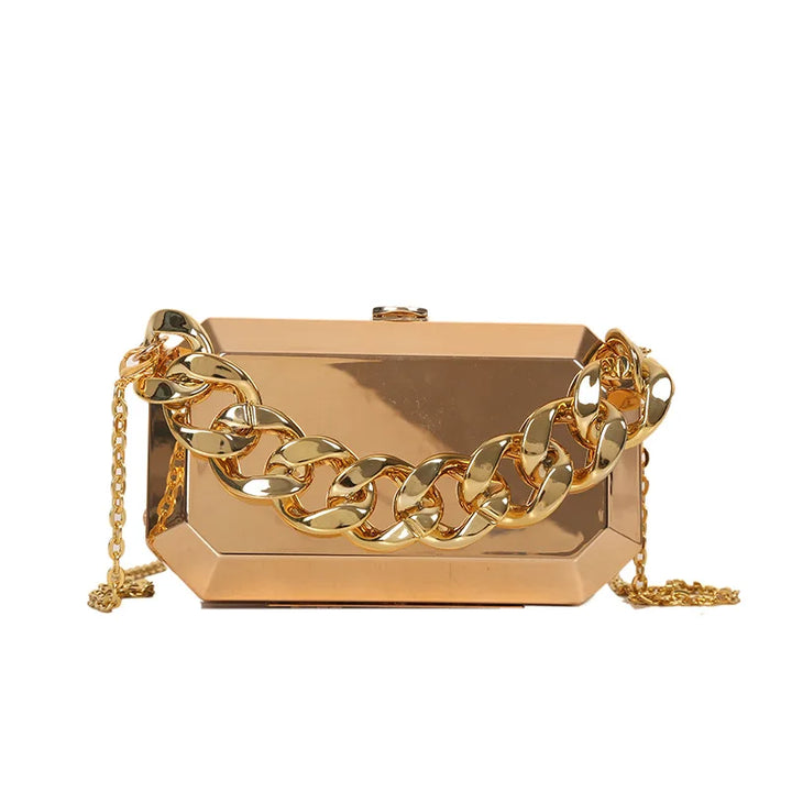 Bolsa de metal dourada e prateada bolsa de jantar