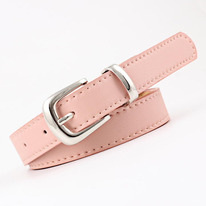 Cintos femininos PU couro simples fivela de meta 2.4X105cm
