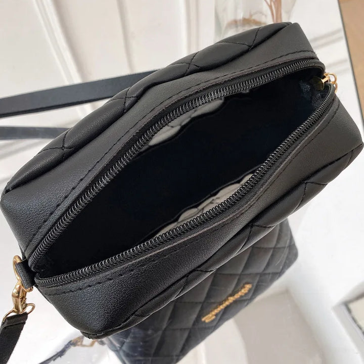 Bolsa tendência lingge bordado câmera feminina bolsa de ombro