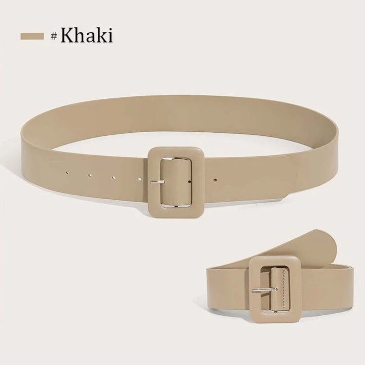 Cinto largo feminino básico casual, couro simples