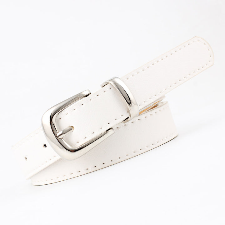 Cintos femininos PU couro simples fivela de meta 2.4X105cm