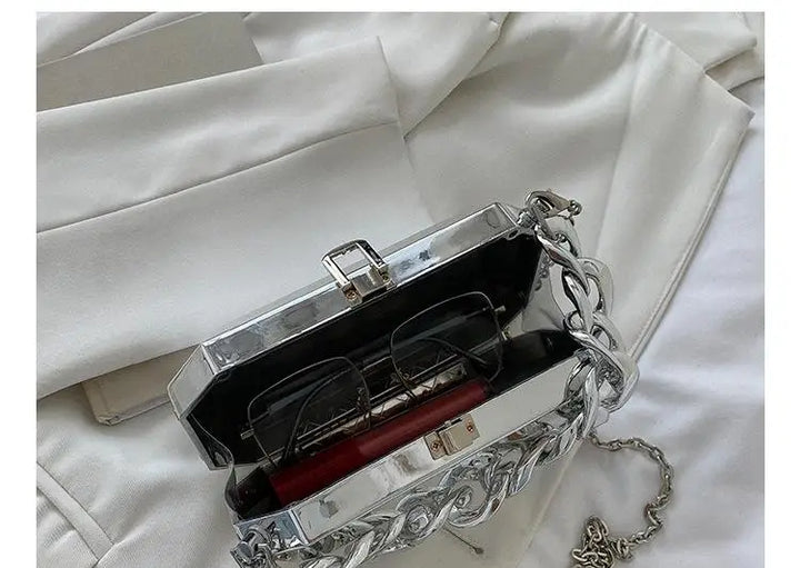 Bolsa de metal dourada e prateada bolsa de jantar
