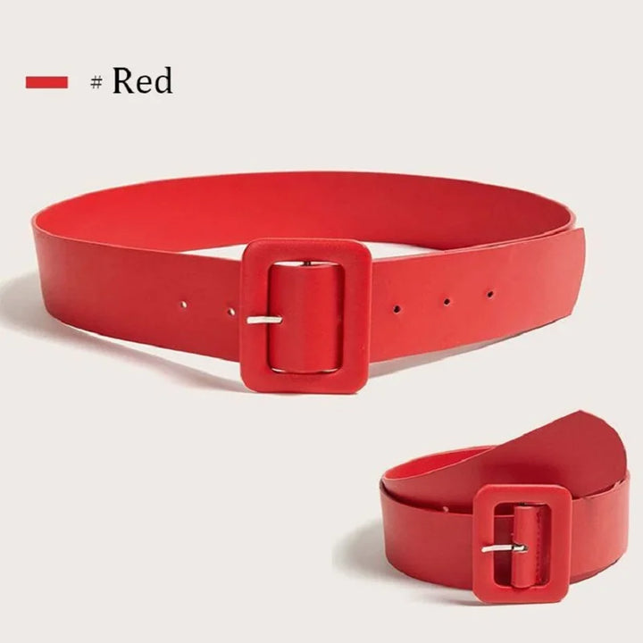 Cinto largo feminino básico casual, couro simples