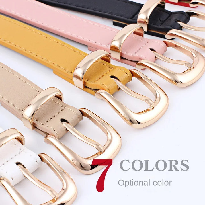 Cintos femininos PU couro simples fivela de meta 2.4X105cm