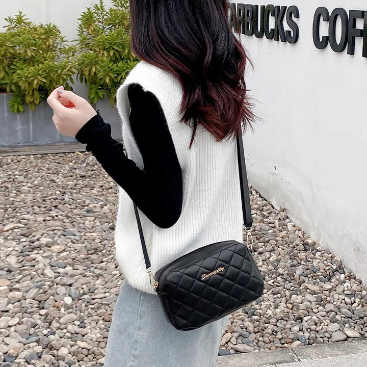 Bolsa tendência lingge bordado câmera feminina bolsa de ombro