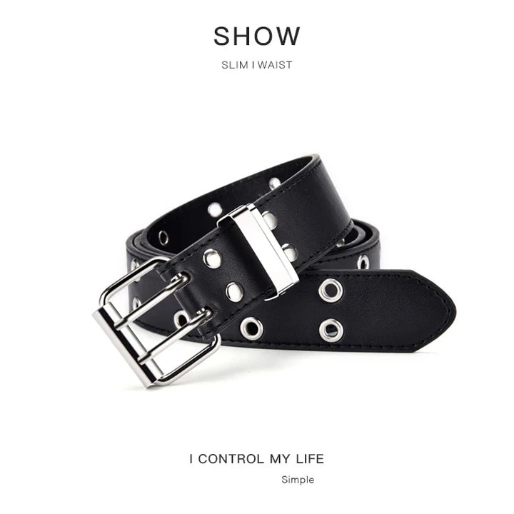 Cinto Corrente Luxo Couro Genuíno Novo Estilo Pin Fivela Jeans Retrô Punk