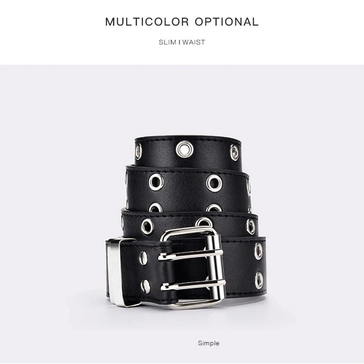 Cinto Corrente Luxo Couro Genuíno Novo Estilo Pin Fivela Jeans Retrô Punk