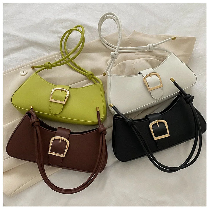 Baguette bag, design minimalista meia-lua, alça curta