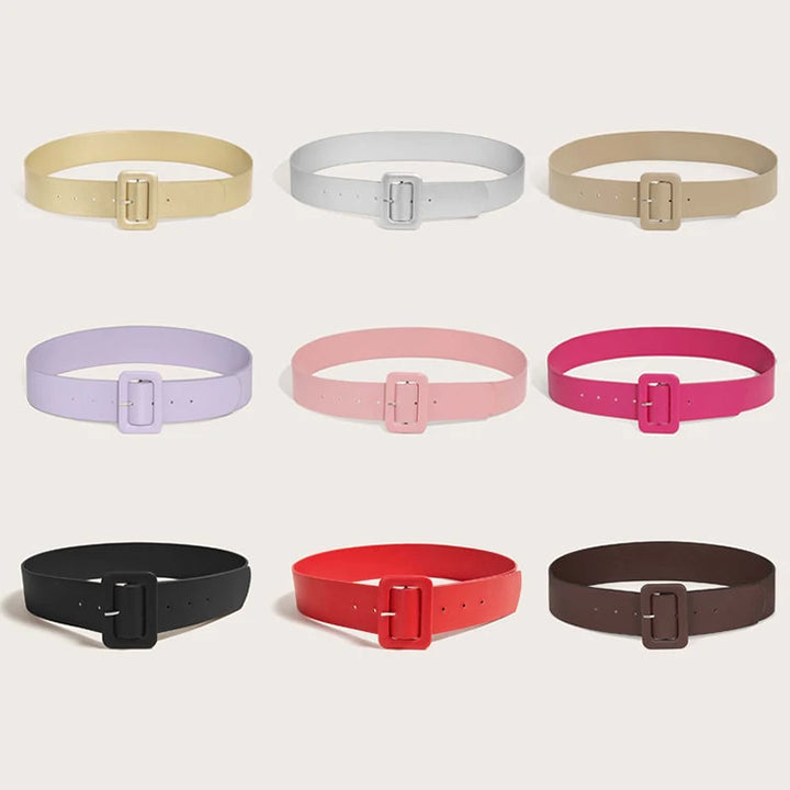 Cinto largo feminino básico casual, couro simples