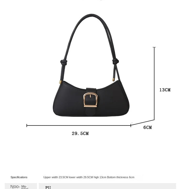Baguette bag, design minimalista meia-lua, alça curta