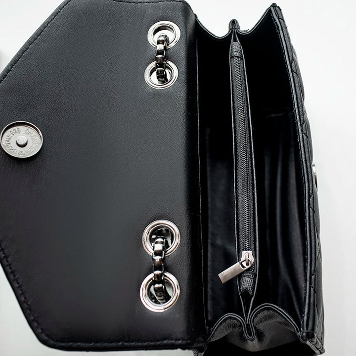 Bolsa ombro xadrez crossbody, couro
