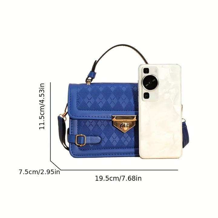 Bolsa de ombro com textura, grande capacidade, retrô
