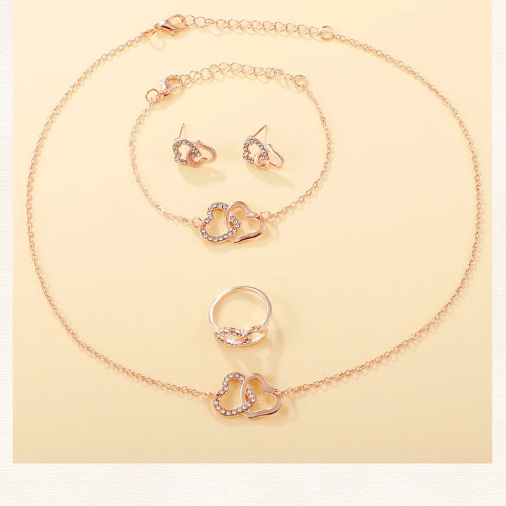 Conjunto de relógios de luxo em ouro rosa moda feminina