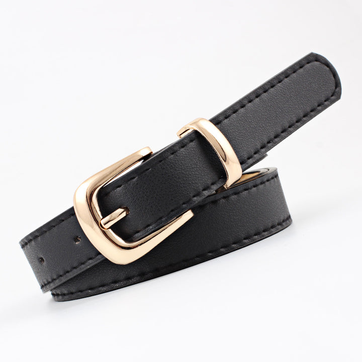 Cintos femininos PU couro simples fivela de meta 2.4X105cm