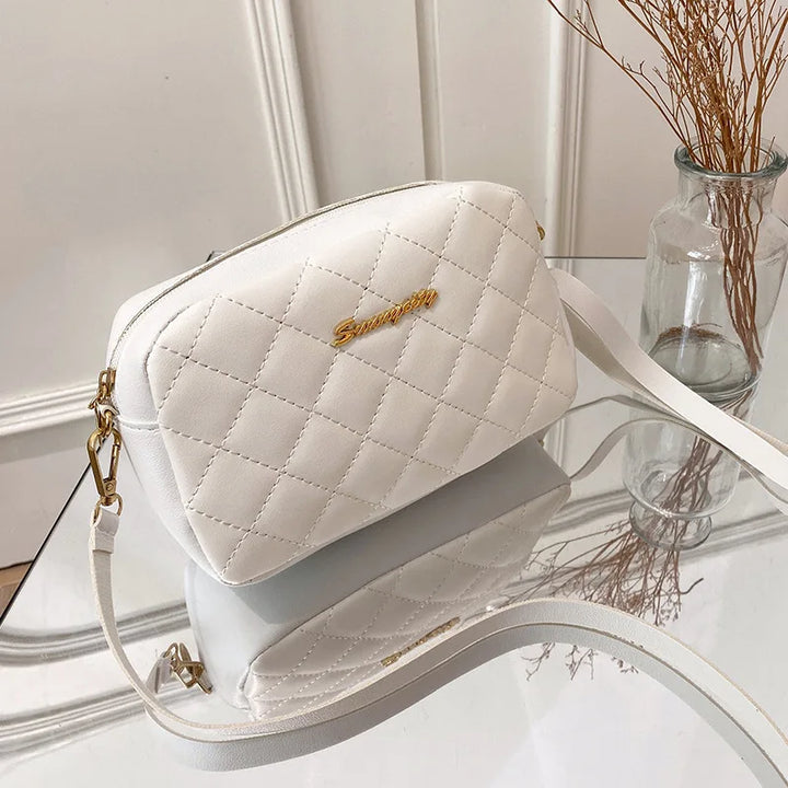 Bolsa tendência lingge bordado câmera feminina bolsa de ombro
