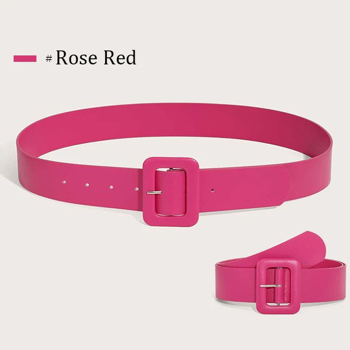 Cinto largo feminino básico casual, couro simples