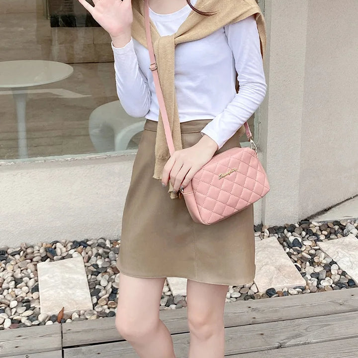 Bolsa tendência lingge bordado câmera feminina bolsa de ombro
