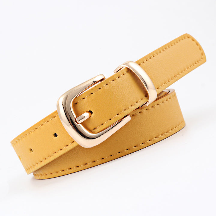 Cintos femininos PU couro simples fivela de meta 2.4X105cm
