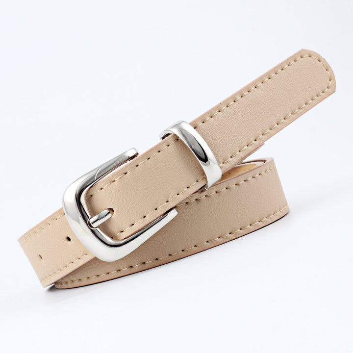 Cintos femininos PU couro simples fivela de meta 2.4X105cm