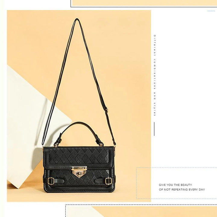 Bolsa de ombro com textura, grande capacidade, retrô