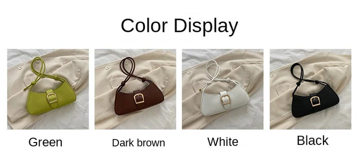 Baguette bag, design minimalista meia-lua, alça curta