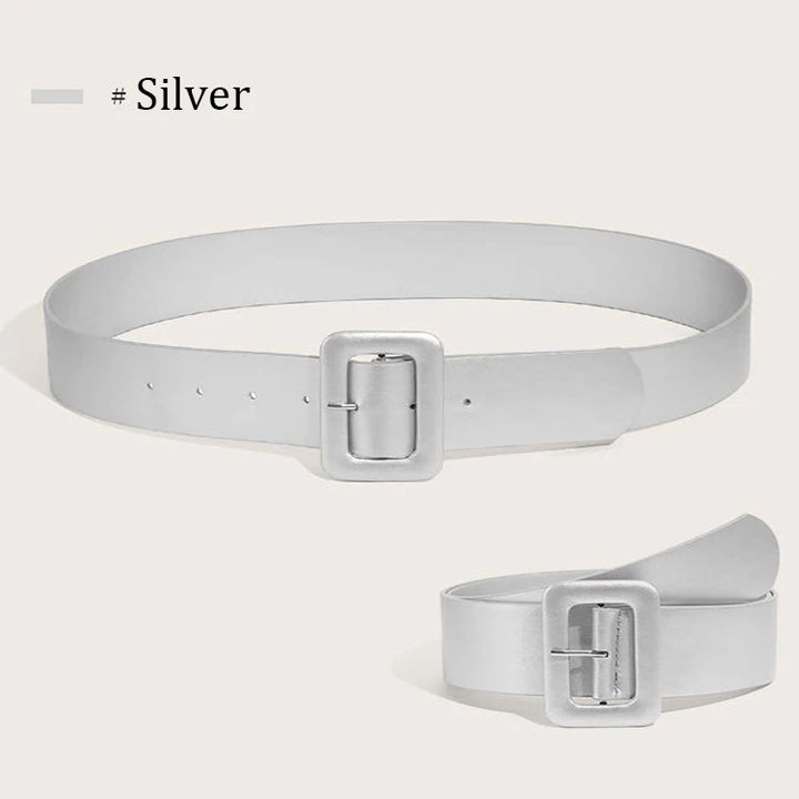 Cinto largo feminino básico casual, couro simples